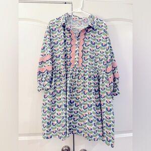 Entro Floral Patterned Dress with Pink and Green Accents, L